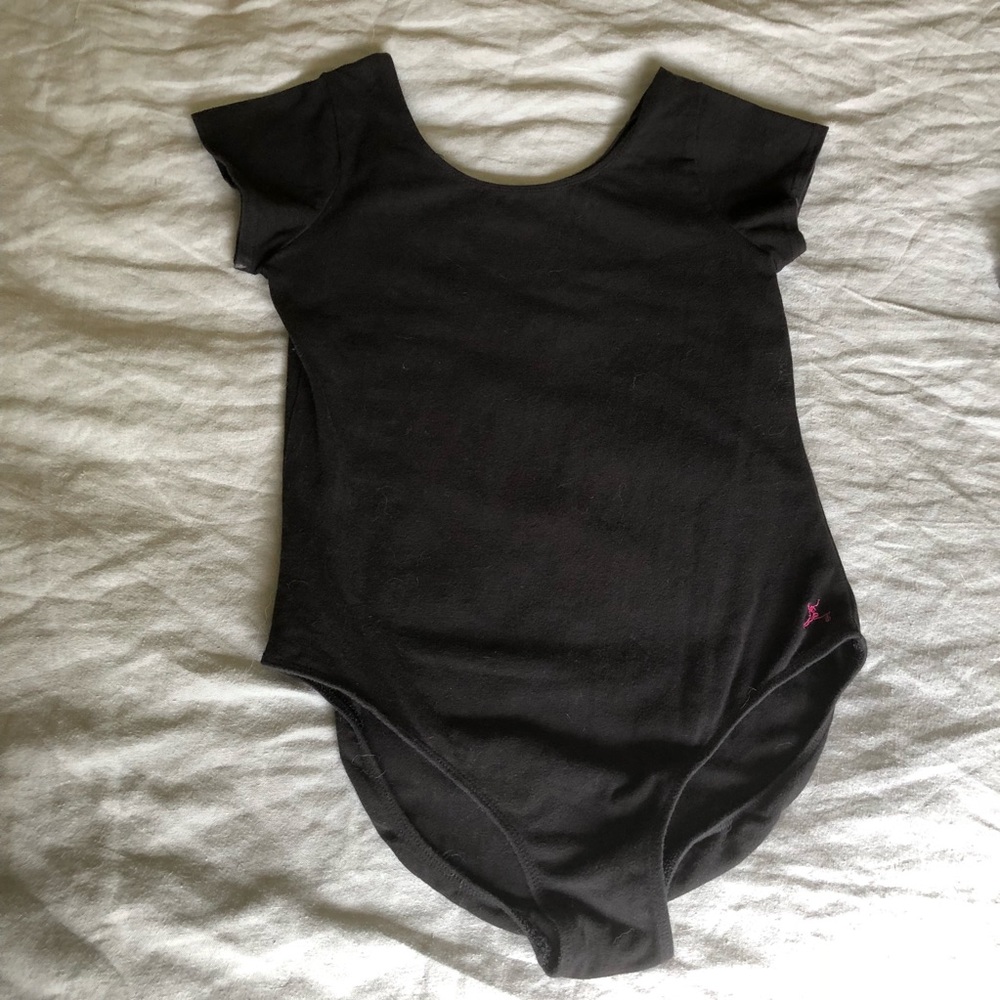 Black Short Sleeves Leotard